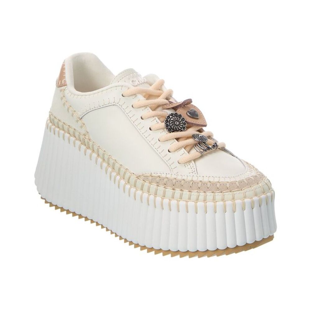 Chloé Nama Leather Platform Sneaker, White